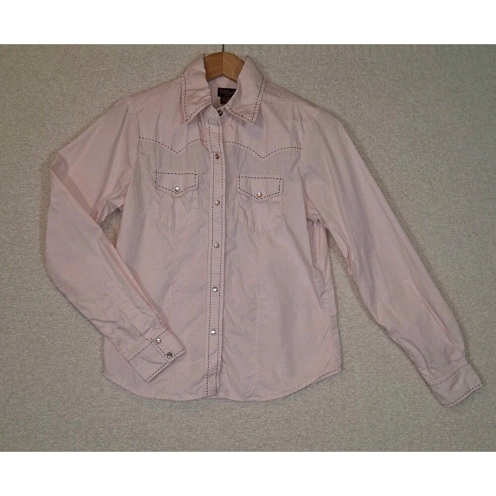 100% Cotton Pearl Snap Down Shirt Sz M Western Barbie Cowgirl Rodeo Country